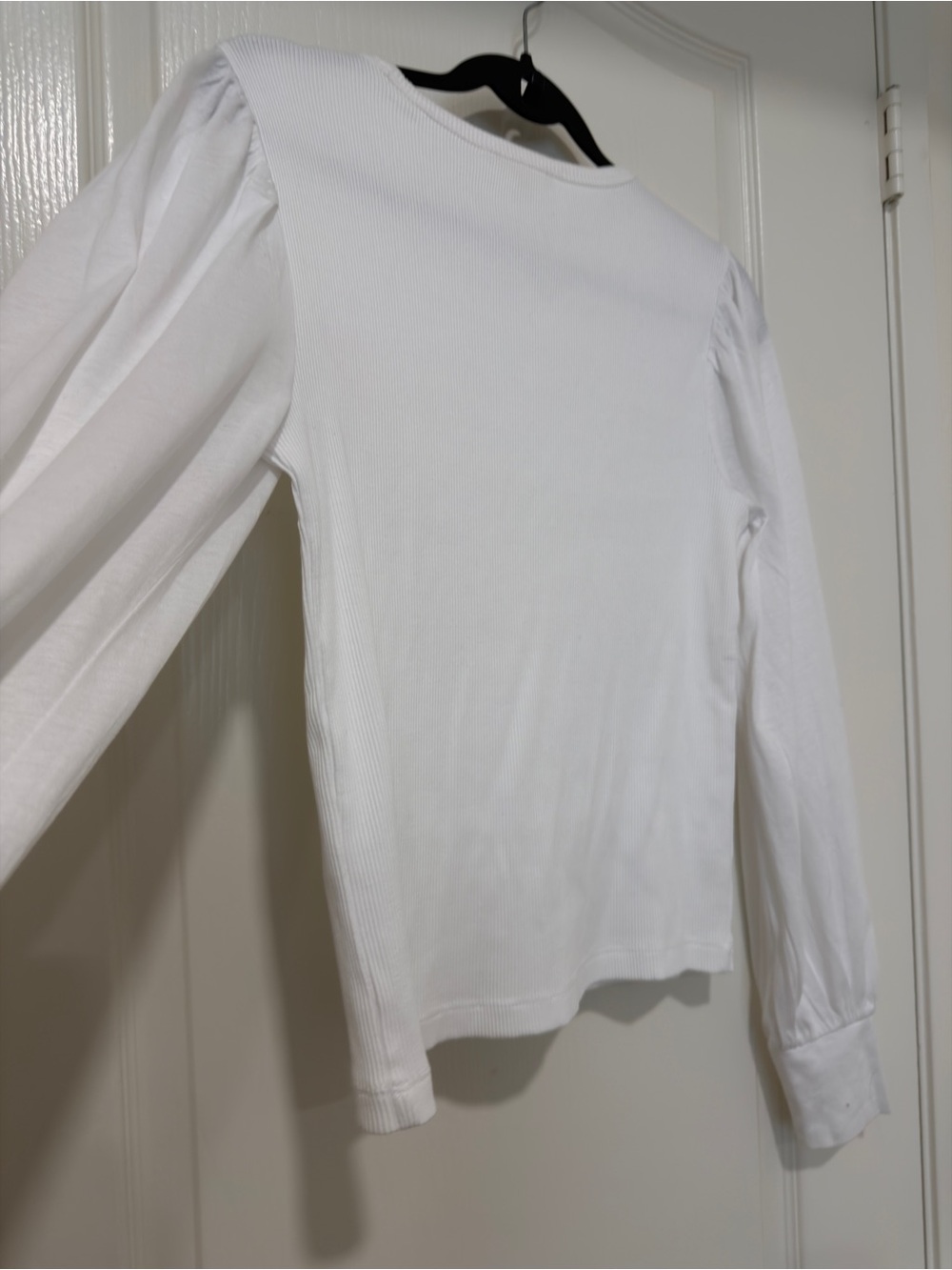 Madewell White Puff Sleeve Long Sleeve Tee 100% Cotton Size Medium - Picture 8 of 8